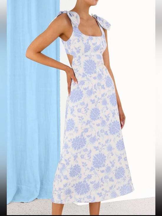 Zimmermann Dresses & Skirts - ZIMMERMANN Postcard Blue Floral Shoulder Tie Midi Dress Size 1 / US 6 / M